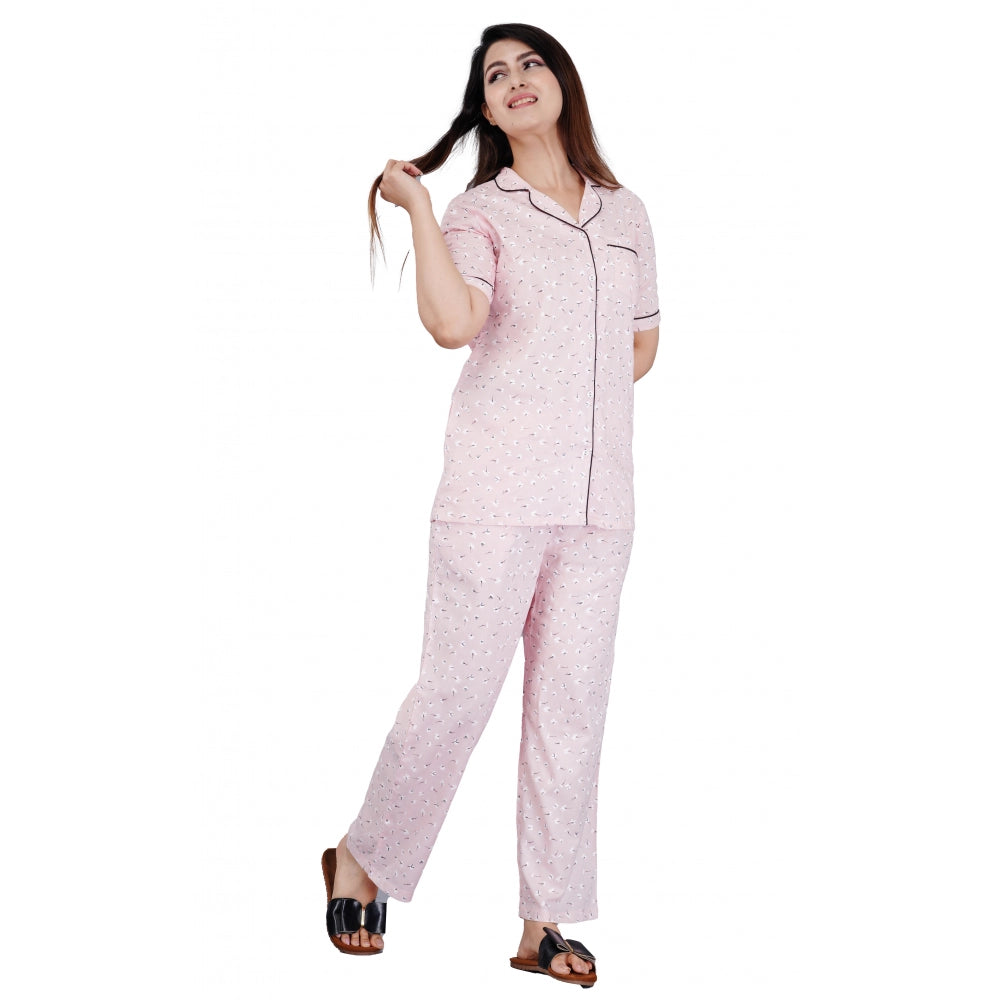 Ranili Casual Half Sleeve Printed Viscose Rayon Shirt With Pyjama Pant Night Suit Set