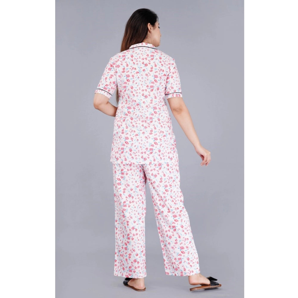 Ranili Casual Half Sleeve Printed Viscose Rayon Shirt With Pyjama Pant Night Suit Set
