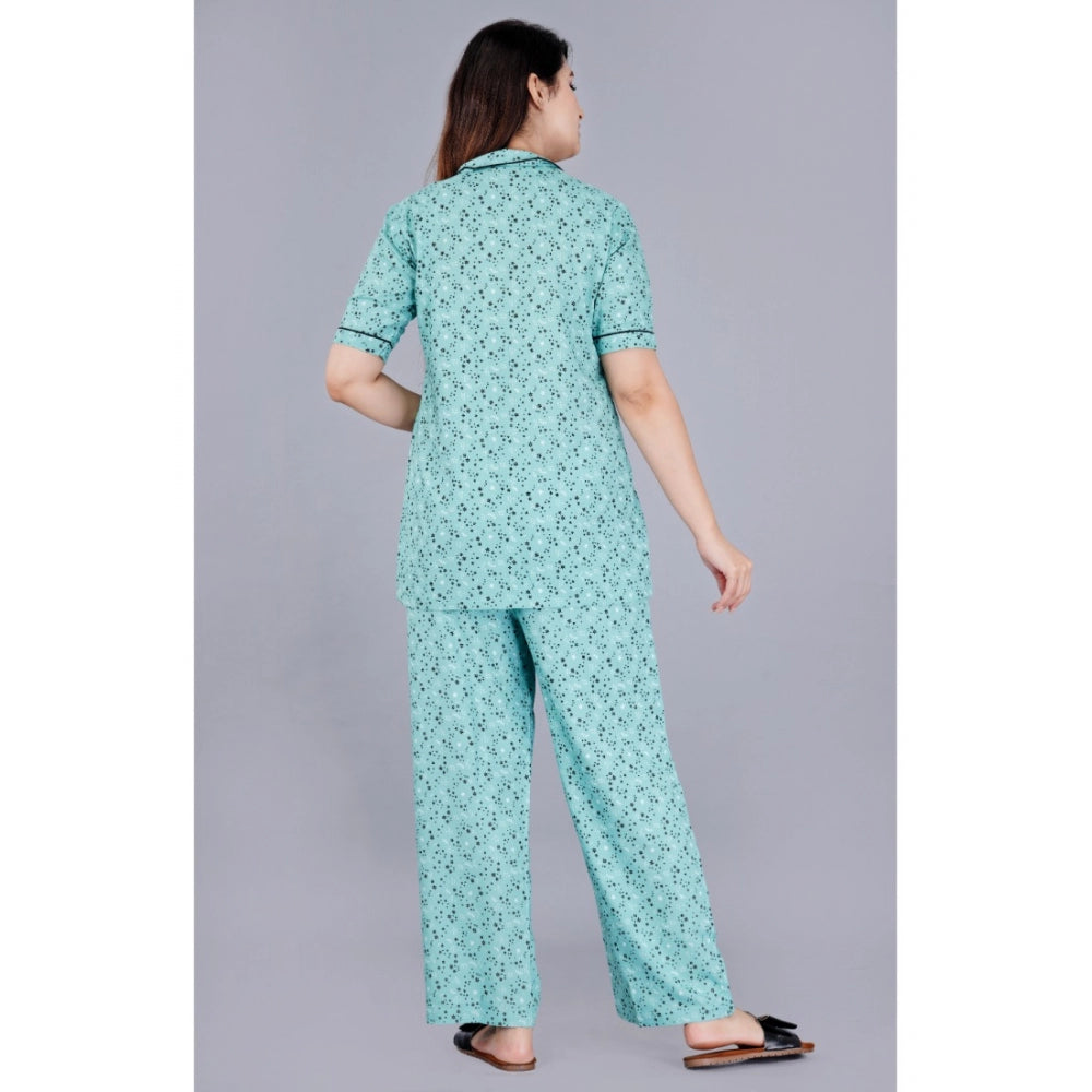 Ranili Casual Half Sleeve Printed Viscose Rayon Shirt With Pyjama Pant Night Suit Set