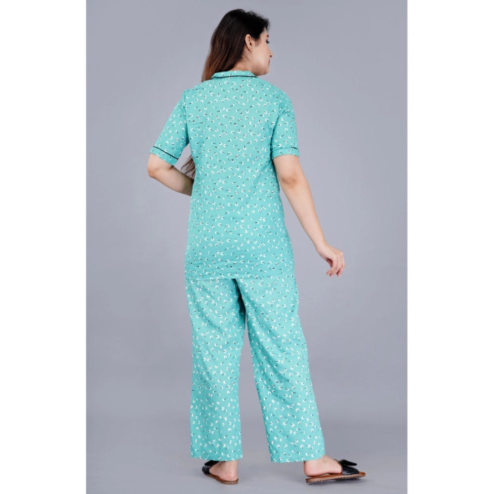 Ranili Casual Half Sleeve Printed Viscose Rayon Shirt With Pyjama Pant Night Suit Set
