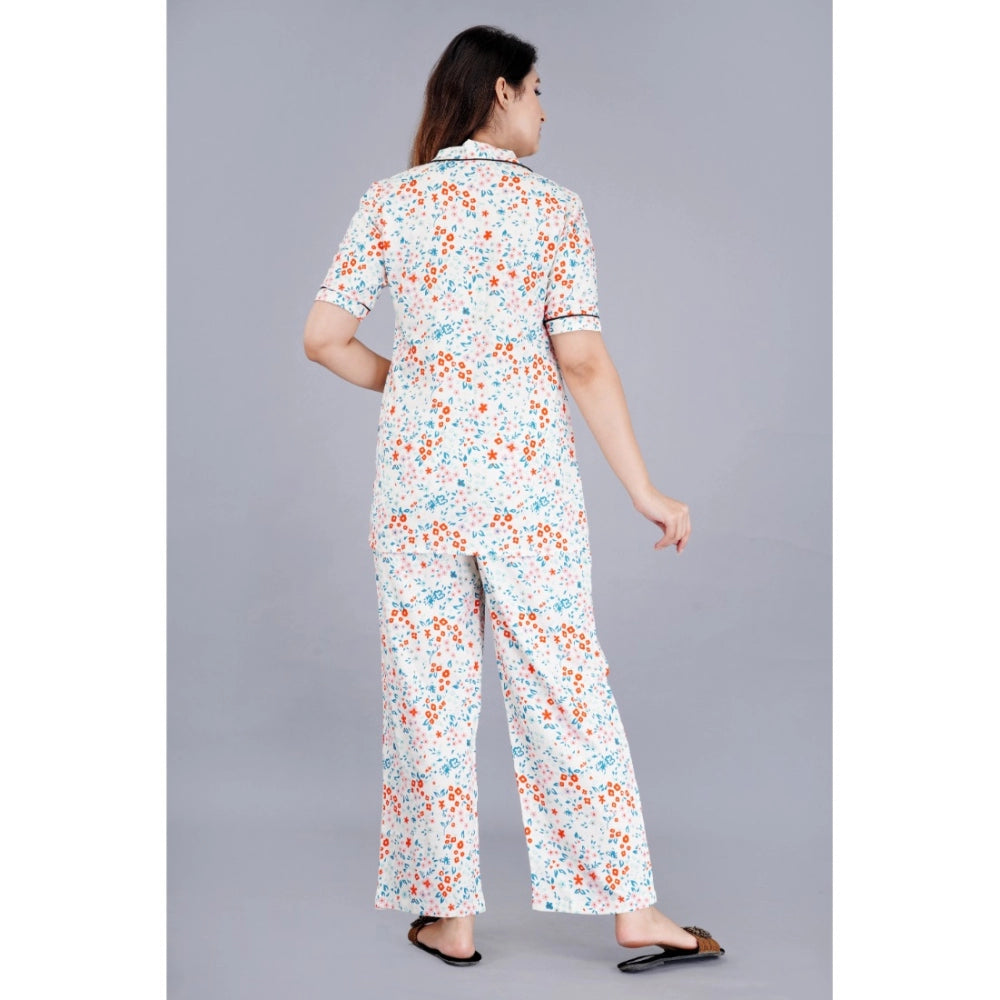 Ranili Casual Half Sleeve Printed Viscose Rayon Shirt With Pyjama Pant Night Suit Set