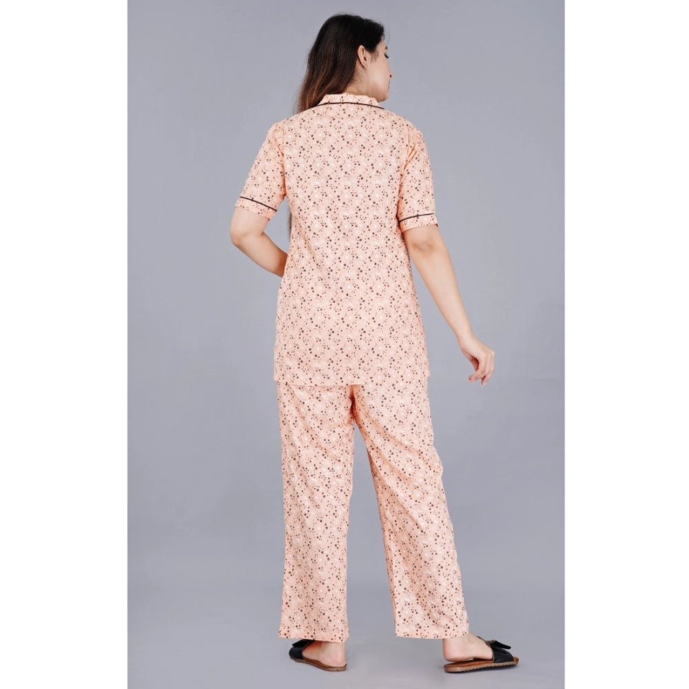 Ranili Casual Half Sleeve Printed Viscose Rayon Shirt With Pyjama Pant Night Suit Set