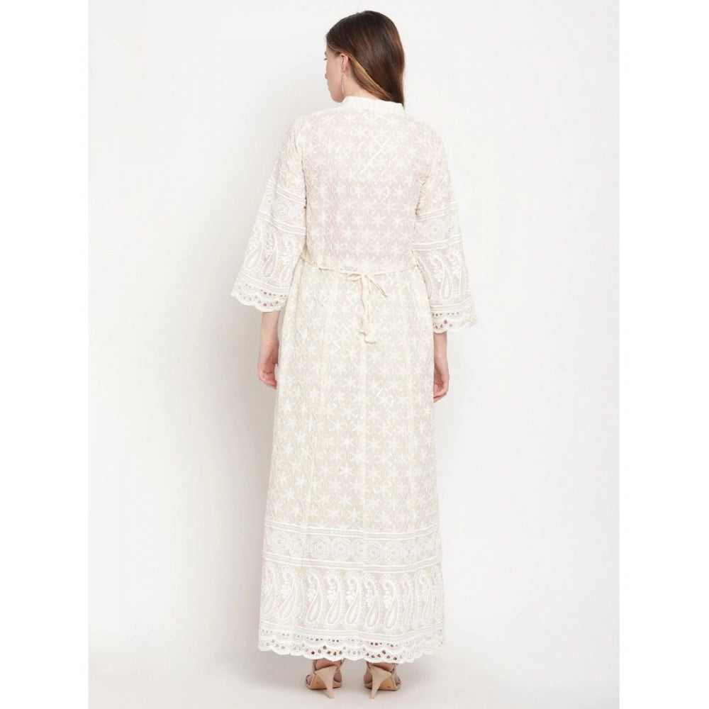 Ranili Casual 3/4th Sleeve Embroidered Cotton Kurti