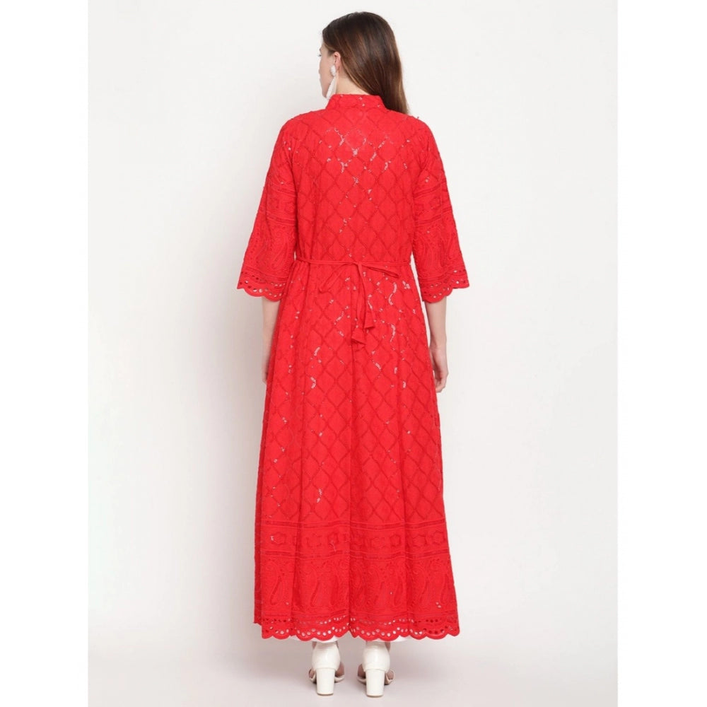 Ranili Casual 3/4th Sleeve Embroidered Cotton Kurti