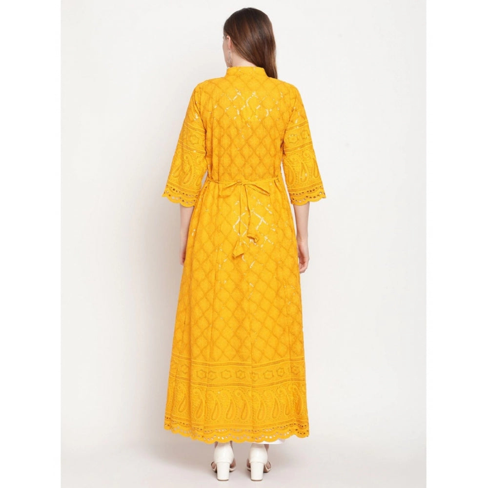 Ranili Casual 3/4th Sleeve Embroidered Cotton Kurti