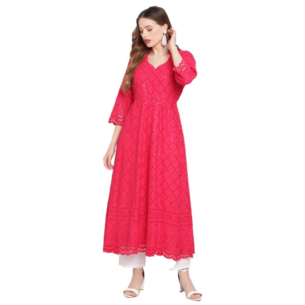 Ranili Casual 3/4th Sleeve Embroidered Cotton Kurti
