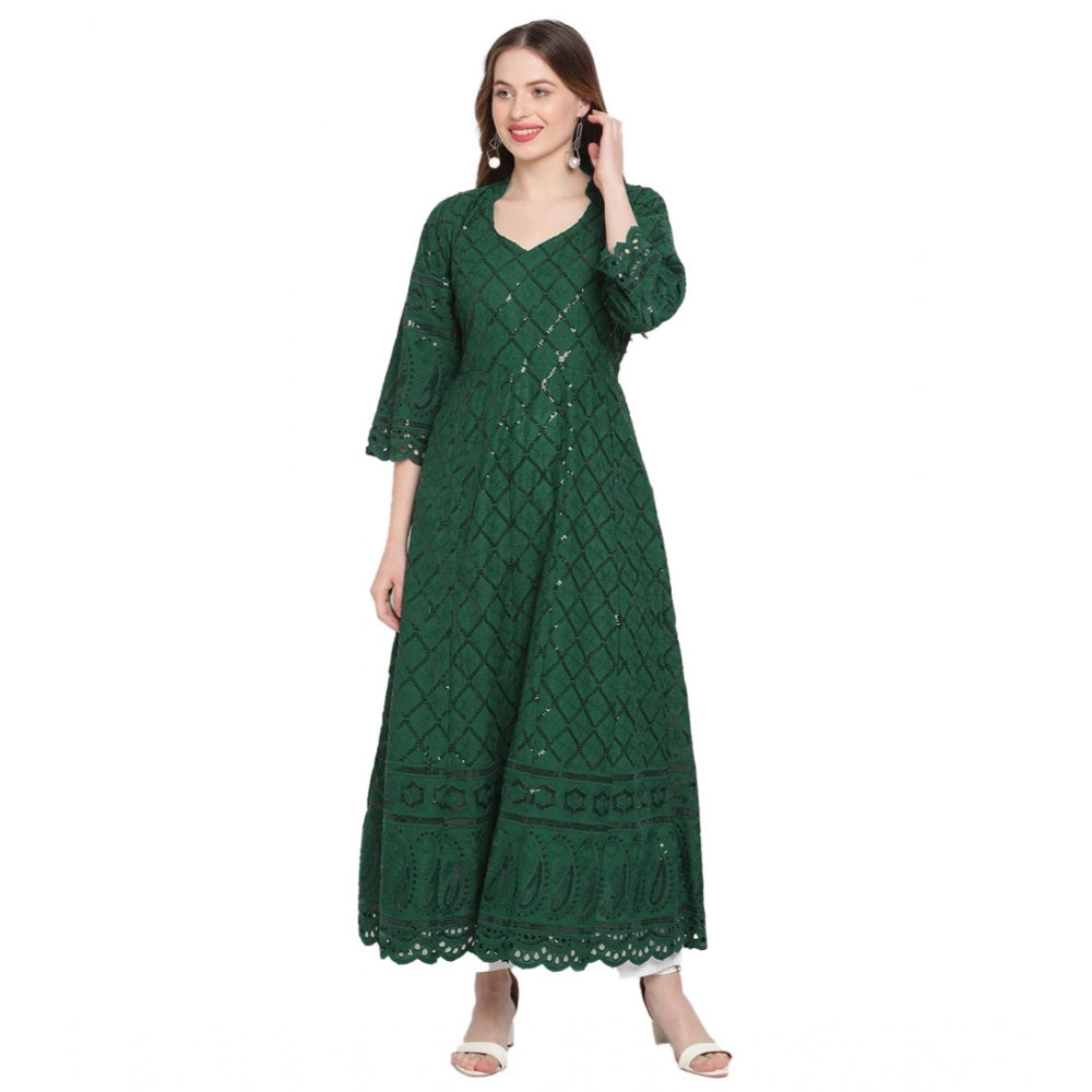 Ranili Casual 3/4th Sleeve Embroidered Cotton Kurti