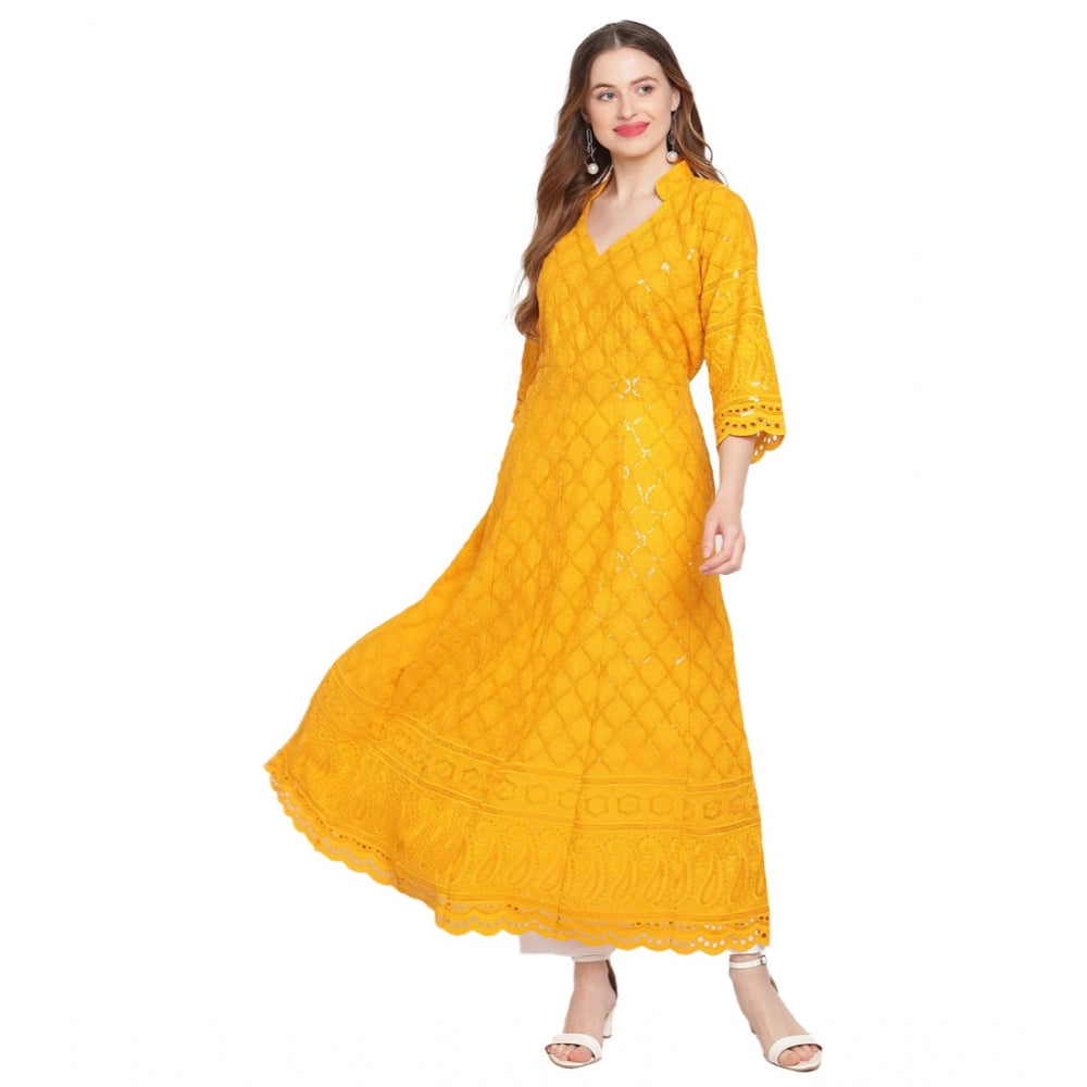 Ranili Casual 3/4th Sleeve Embroidered Cotton Kurti