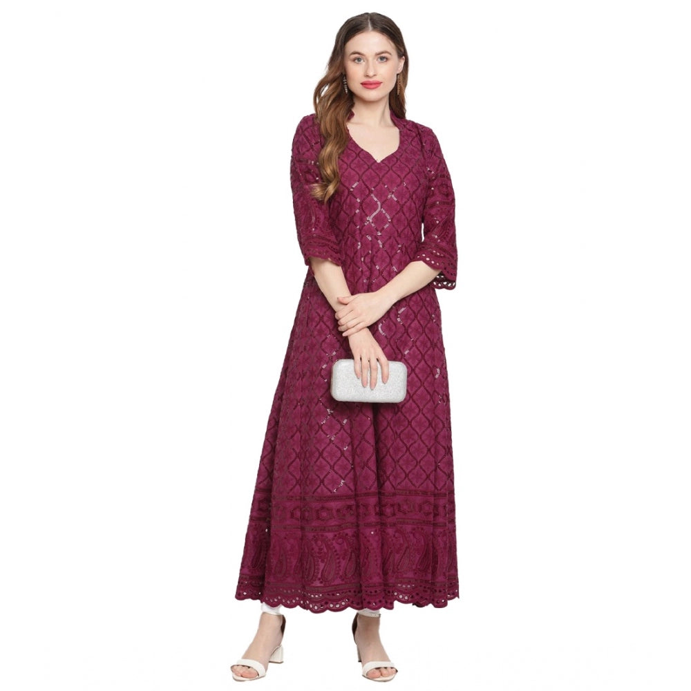 Ranili Casual 3/4th Sleeve Embroidered Cotton Kurti