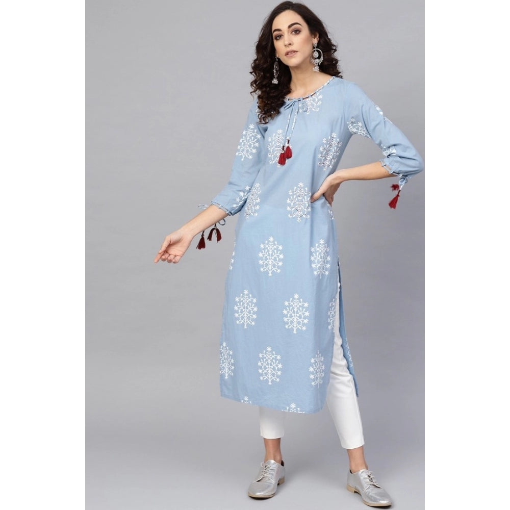 Ranili Casual 3/4 Th Sleeve Embroidery Cambric Cotton Kurti