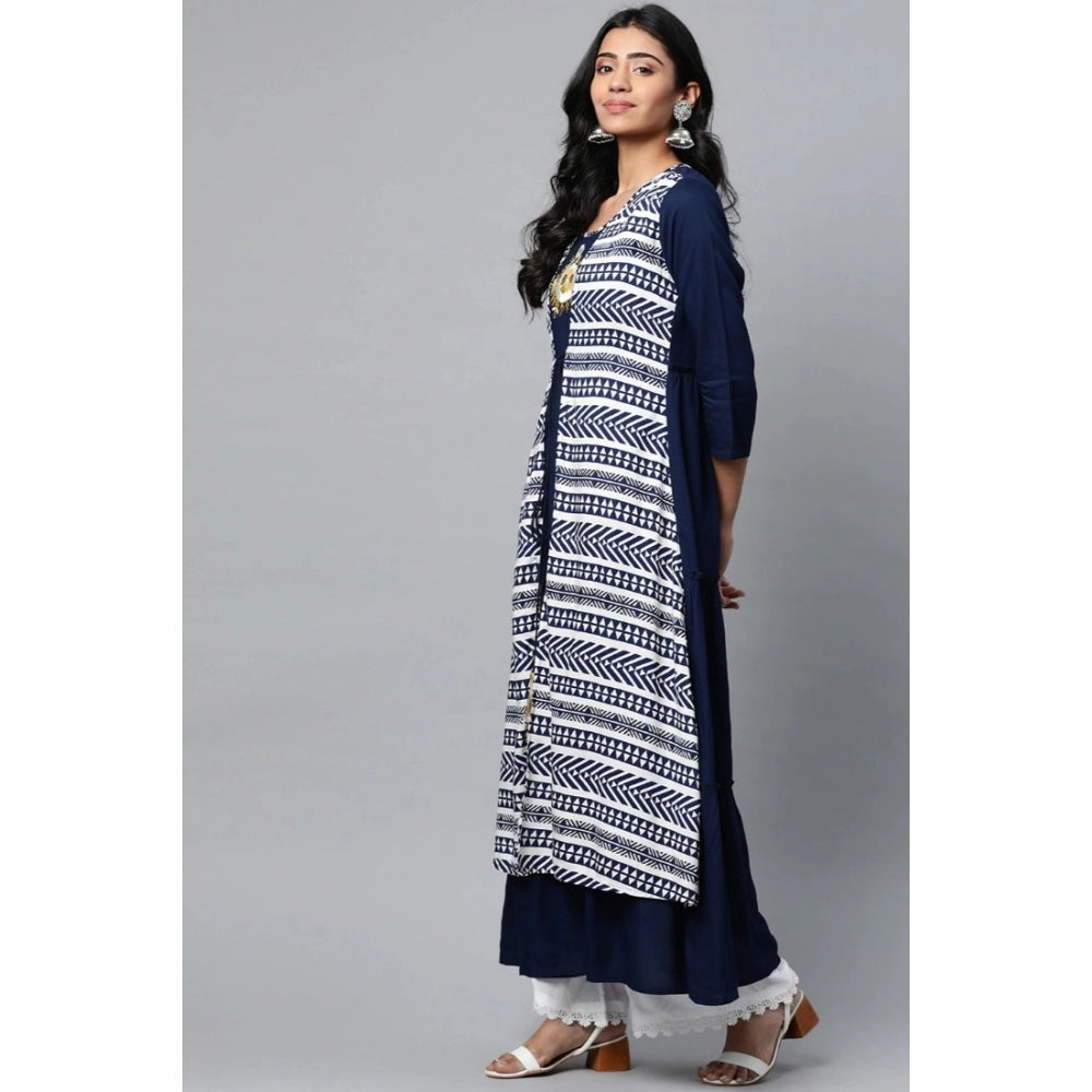 Ranili Casual 3/4 Th Sleeve Geometric Rayon Kurti