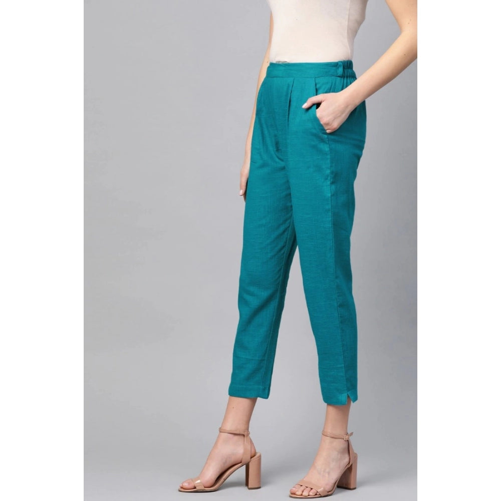 Ranili Casual Solid Cotton Slub Trouser Pant