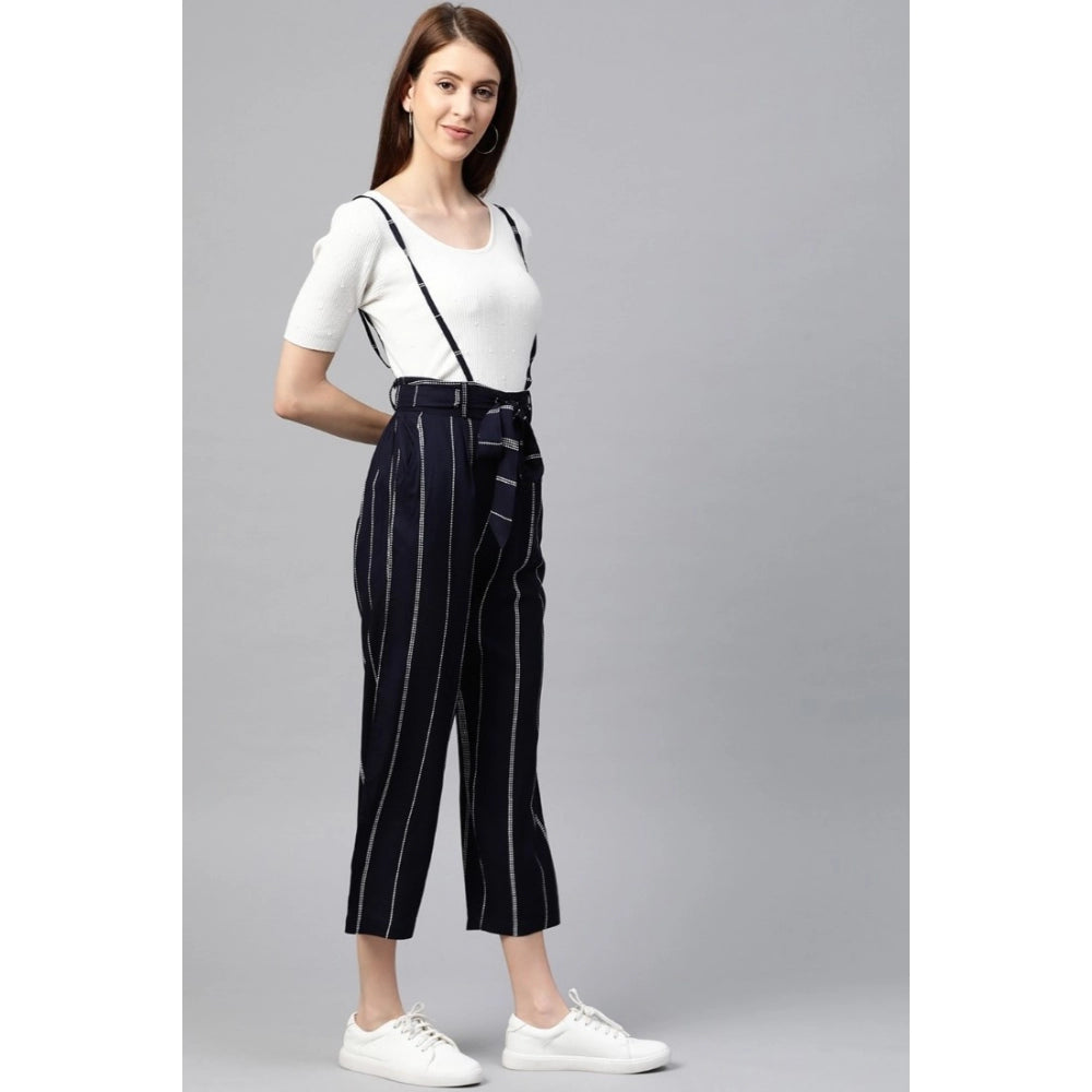 Ranili Casual Short Sleeve Striped Rayon Dungaree