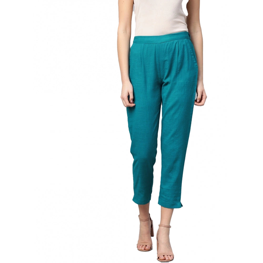 Ranili Casual Solid Cotton Slub Trouser Pant