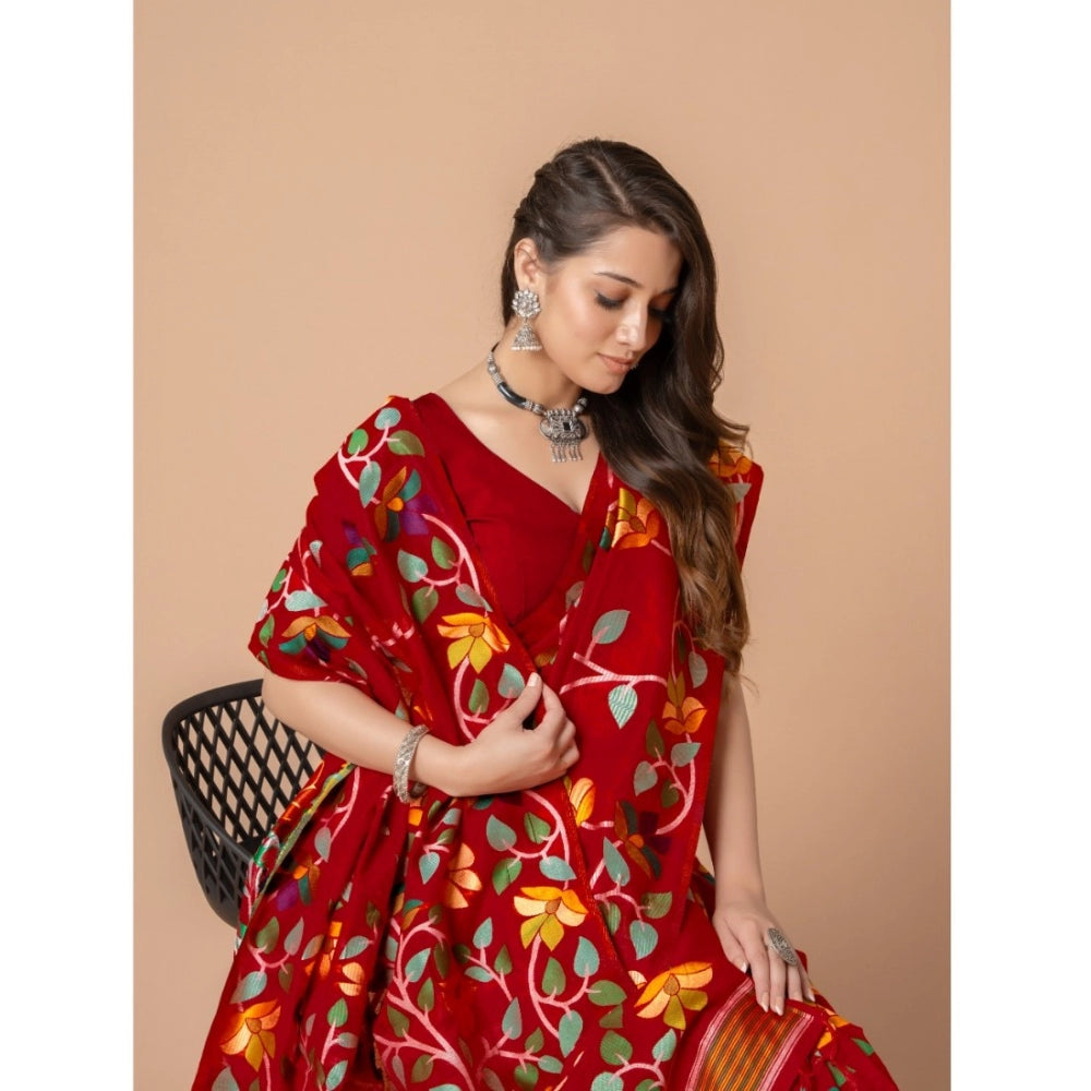 Ranili cotton Printed Saree With Unstitched Blouse