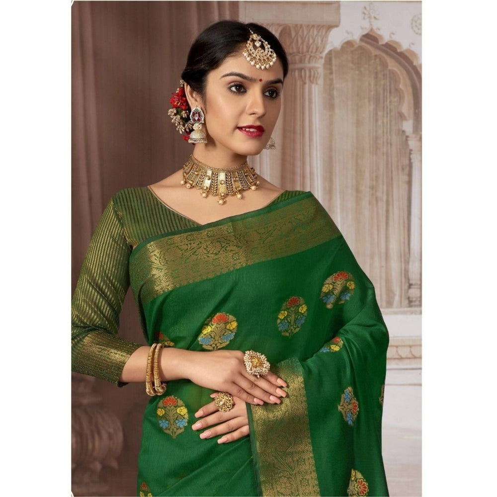 Ranili linen Printed Saree With Unstitched Blouse