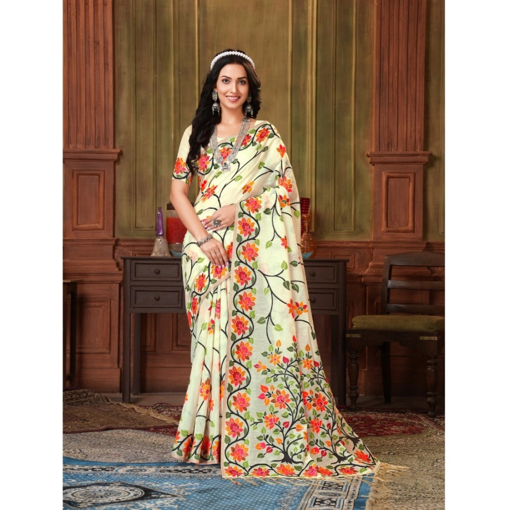 Ranili organza Printed Saree With Unstitched Blouse