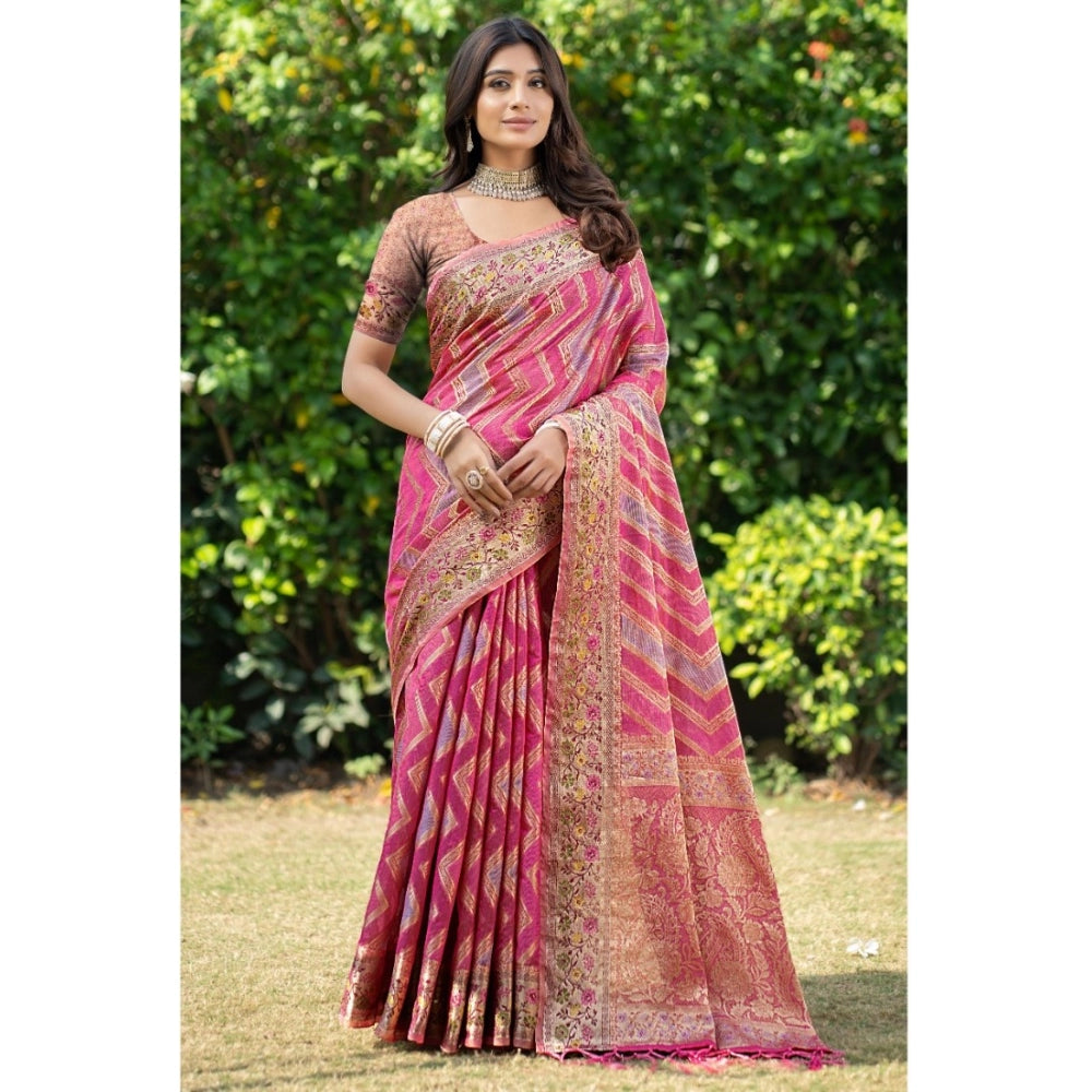 Ranili organza Printed Saree With Unstitched Blouse