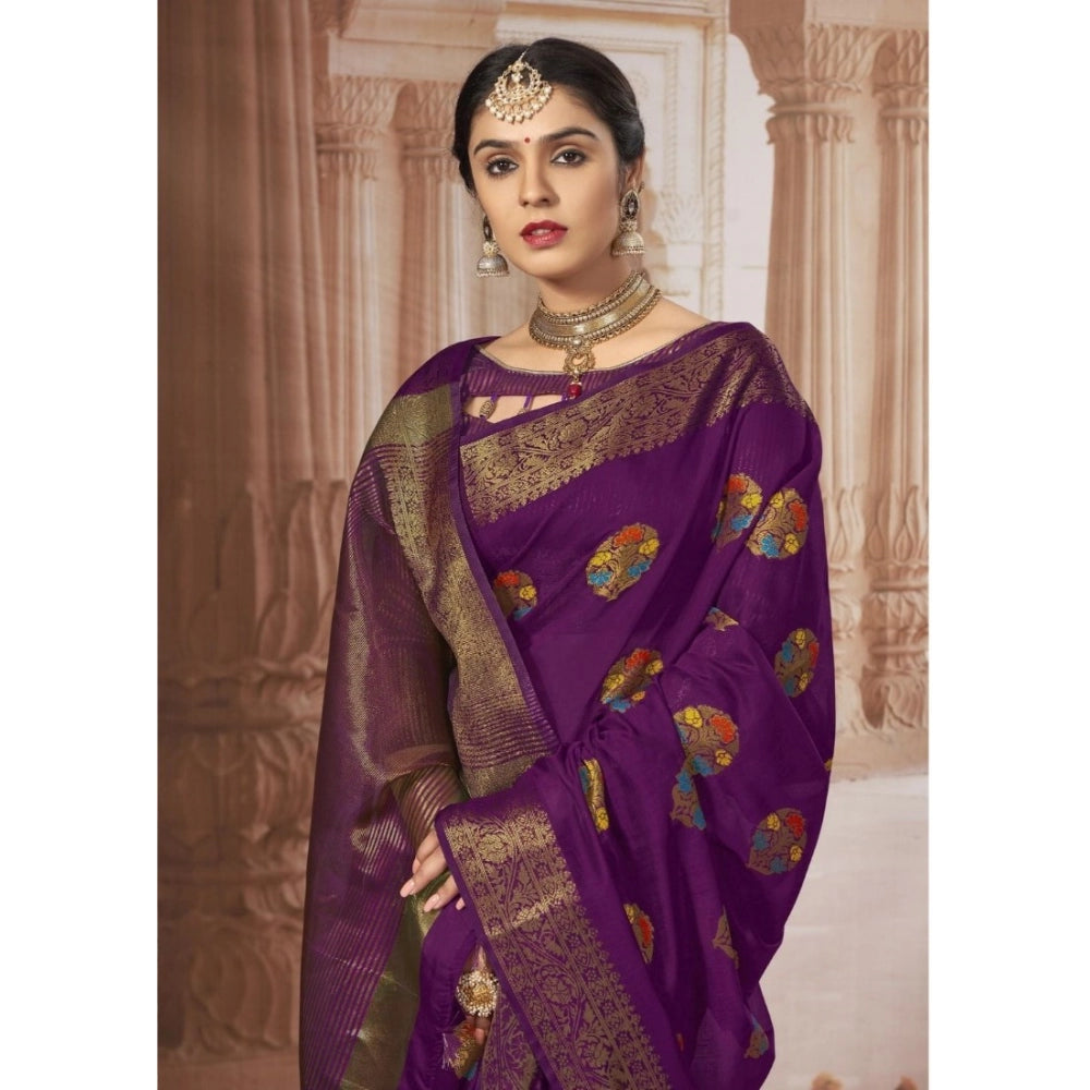 Ranili chanderi Cotton Printed Saree With Unstitched Blouse
