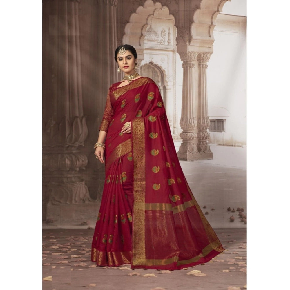 Ranili chanderi Cotton Printed Saree With Unstitched Blouse