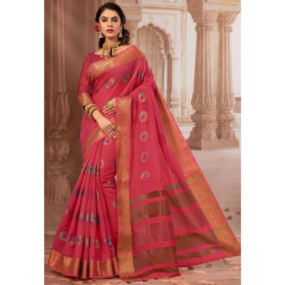 Ranili chanderi Cotton Printed Saree With Unstitched Blouse
