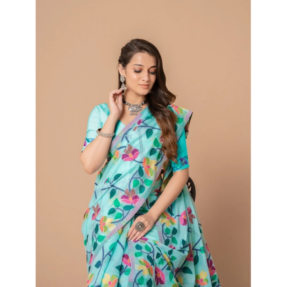 Ranili cotton Printed Saree With Unstitched Blouse
