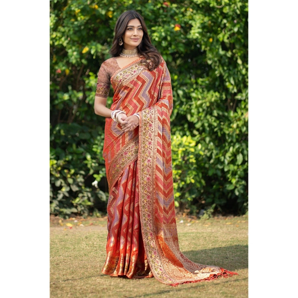 Ranili organza Printed Saree With Unstitched Blouse