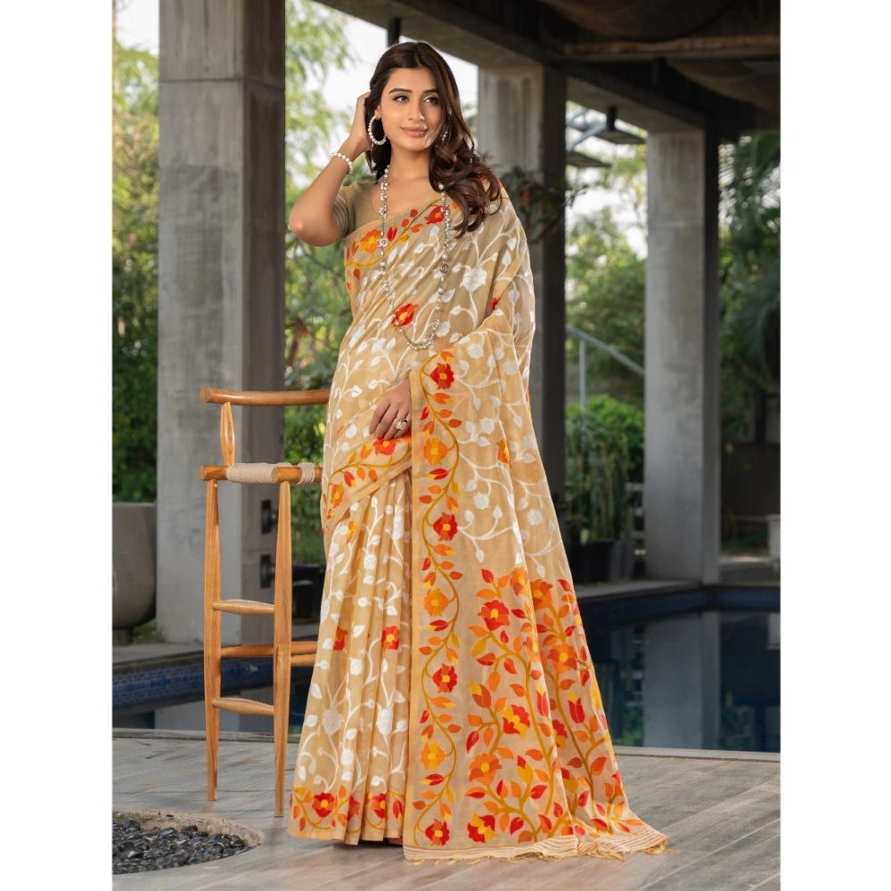 Ranili cotton Printed Saree With Unstitched Blouse
