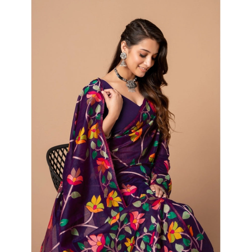 Ranili cotton Printed Saree With Unstitched Blouse