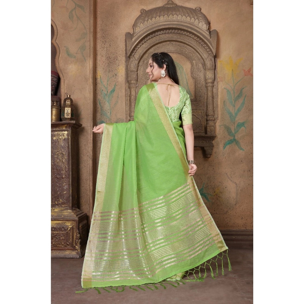 Ranili soft Linen Striped Saree With Unstitched Blouse