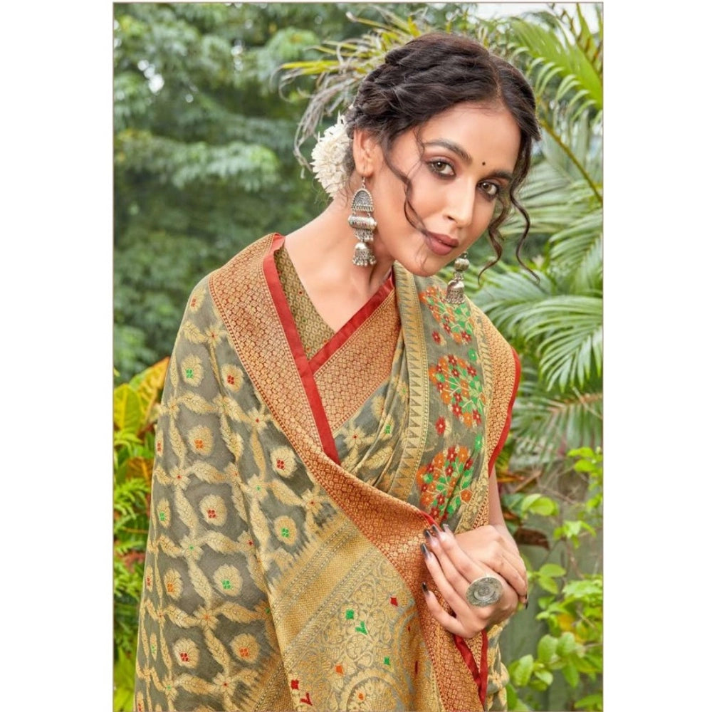 Ranili organza Printed Saree With Unstitched Blouse