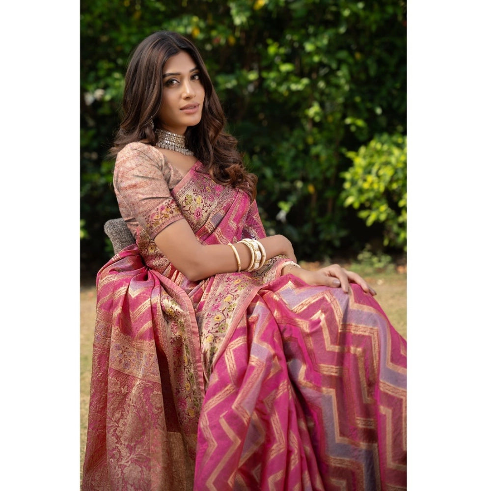 Ranili organza Printed Saree With Unstitched Blouse