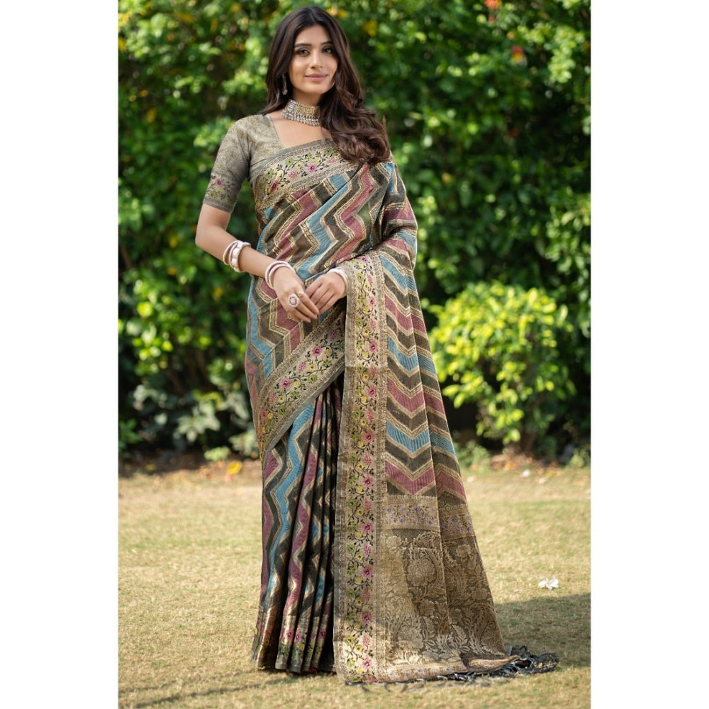 Ranili organza Printed Saree With Unstitched Blouse