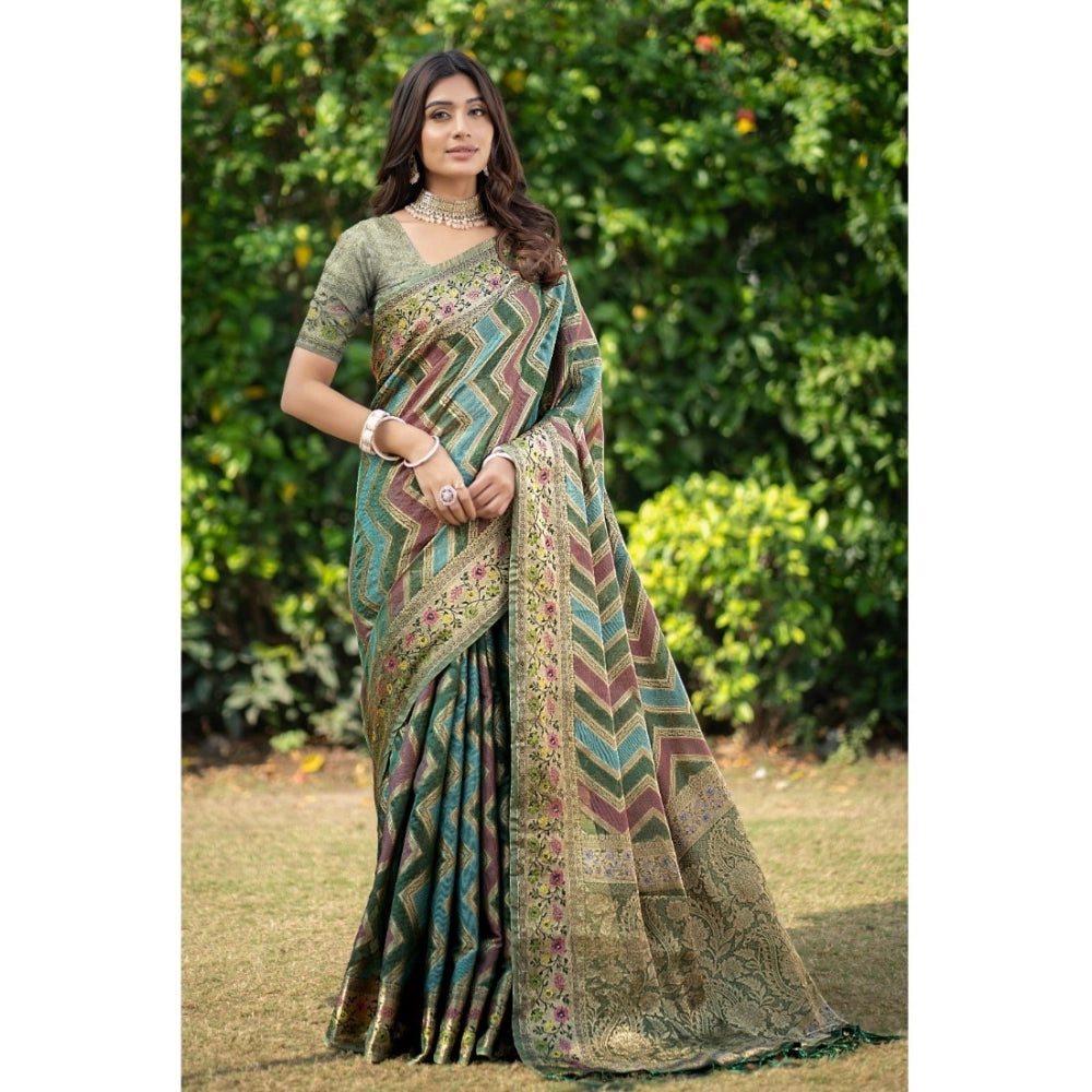 Ranili organza Printed Saree With Unstitched Blouse