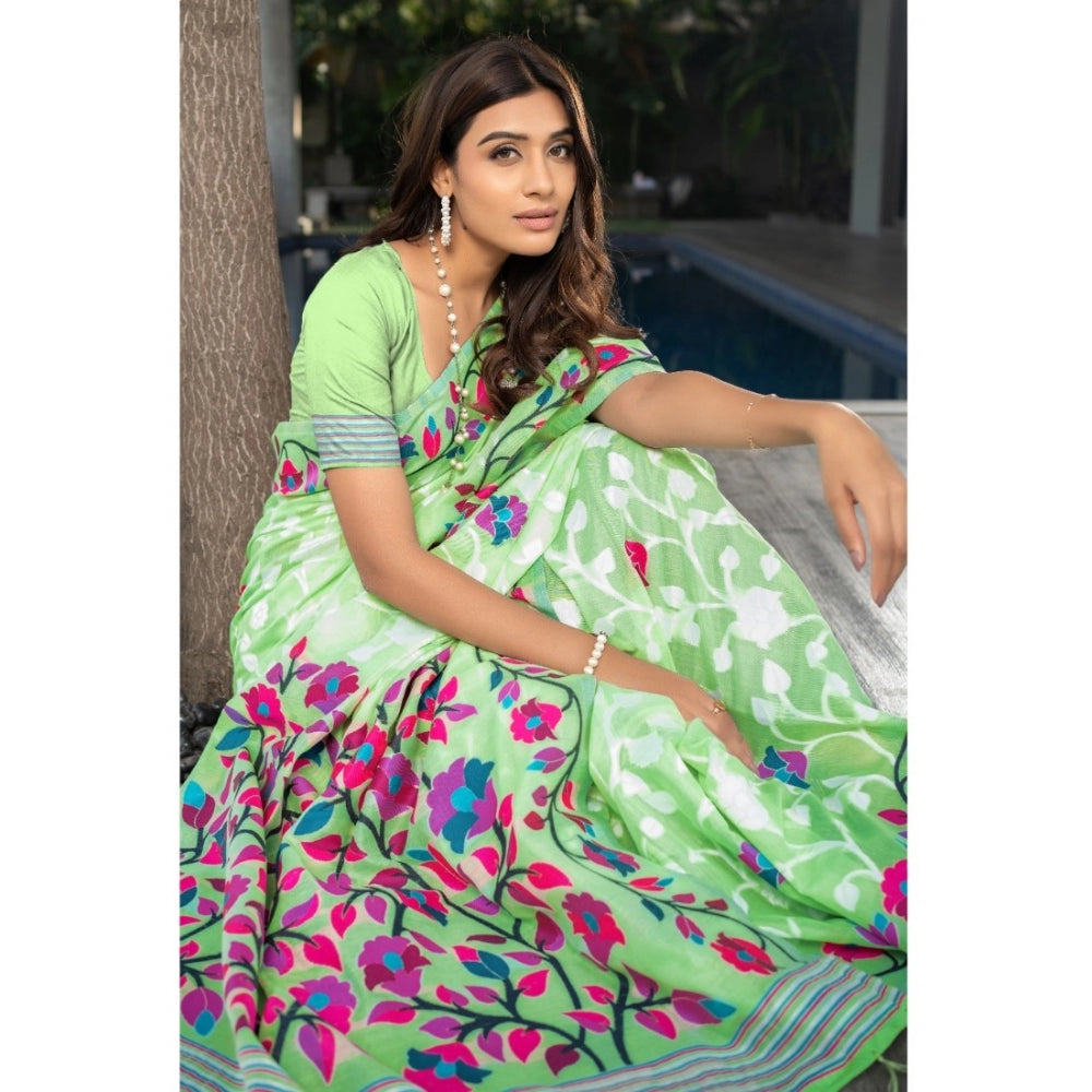 Ranili cotton Printed Saree With Unstitched Blouse