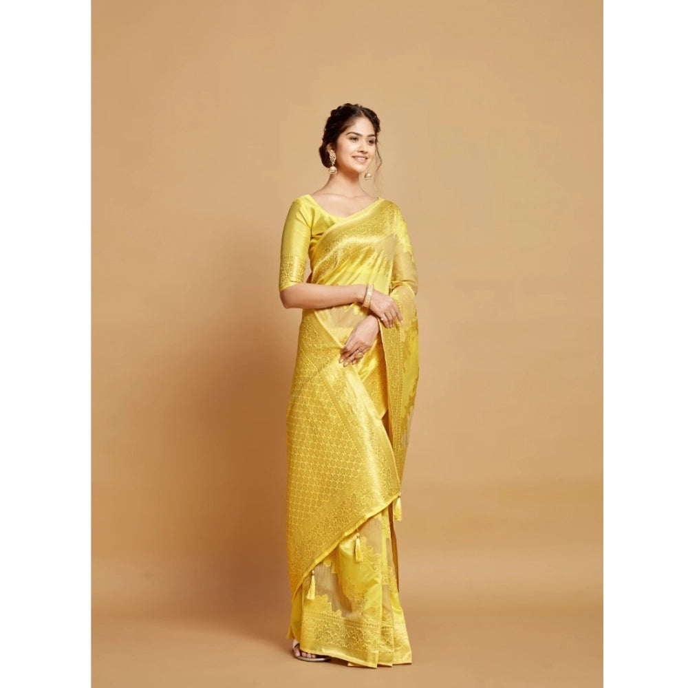Ranili linen Printed Saree With Unstitched Blouse