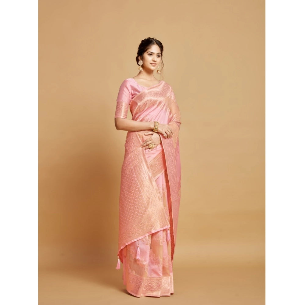 Ranili linen Printed Saree With Unstitched Blouse