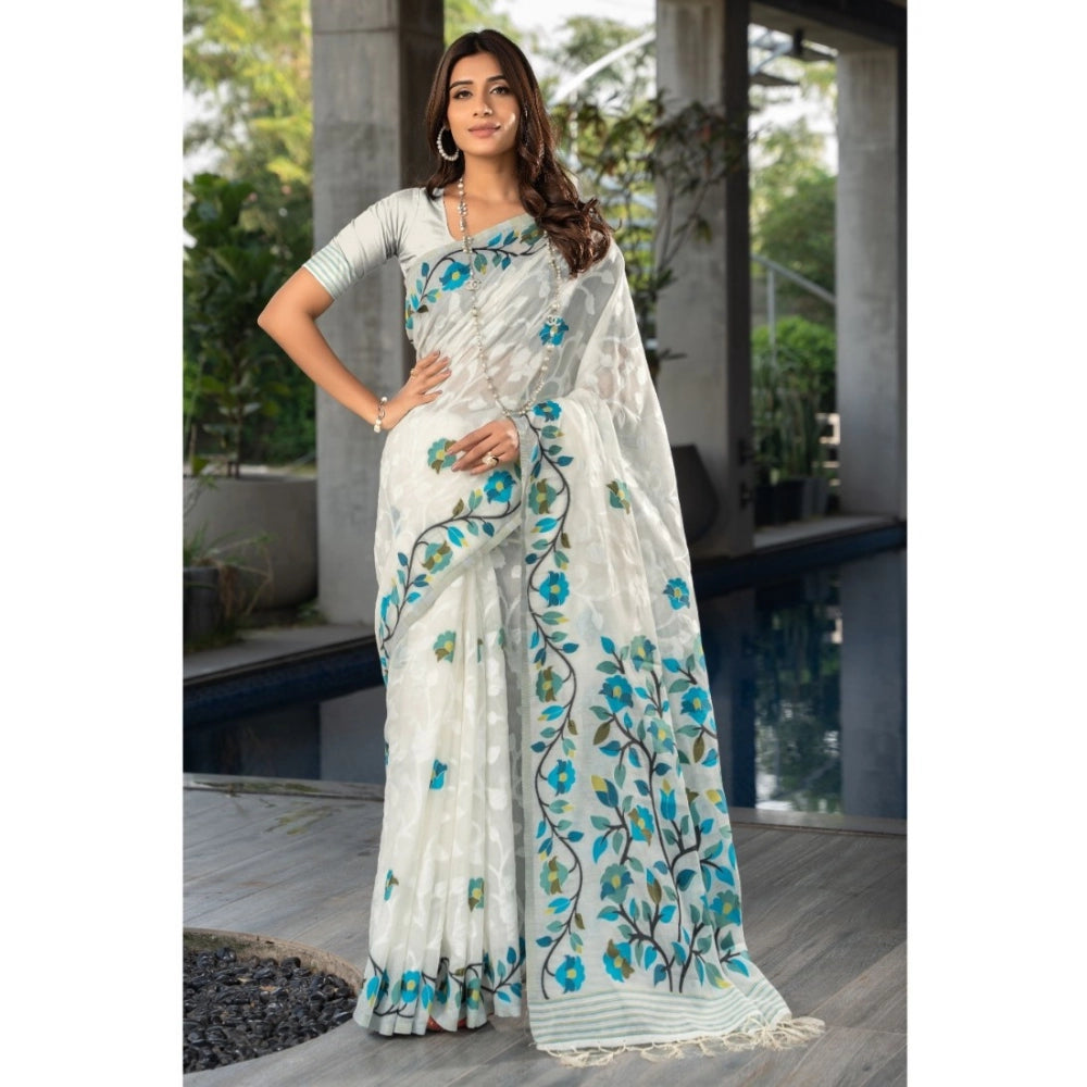 Ranili cotton Printed Saree With Unstitched Blouse