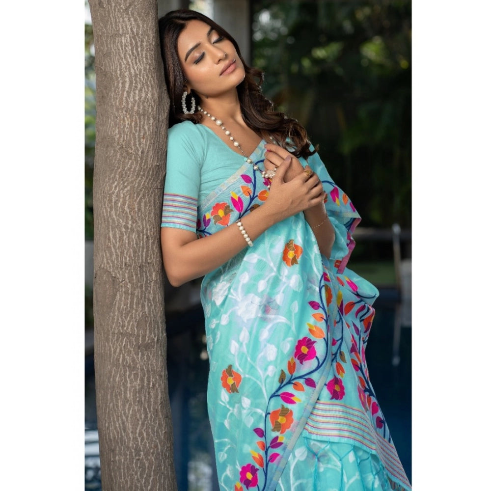 Ranili cotton Printed Saree With Unstitched Blouse