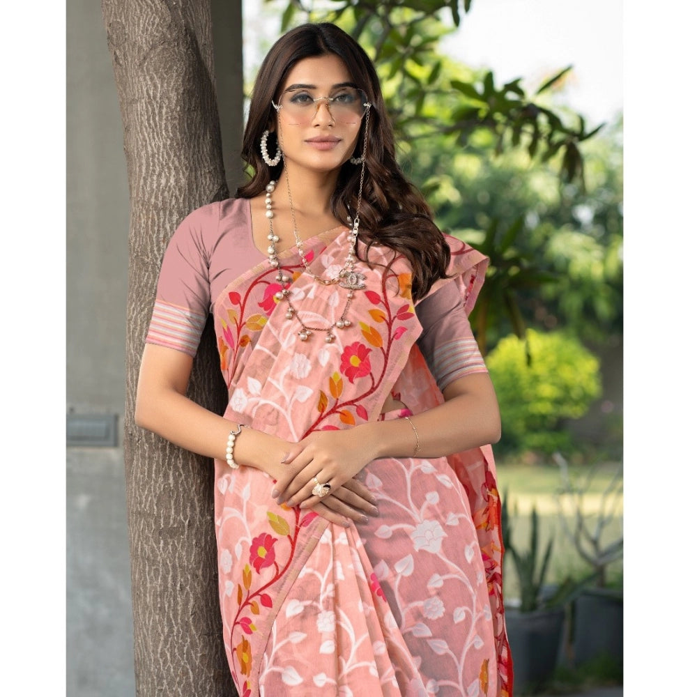 Ranili cotton Printed Saree With Unstitched Blouse