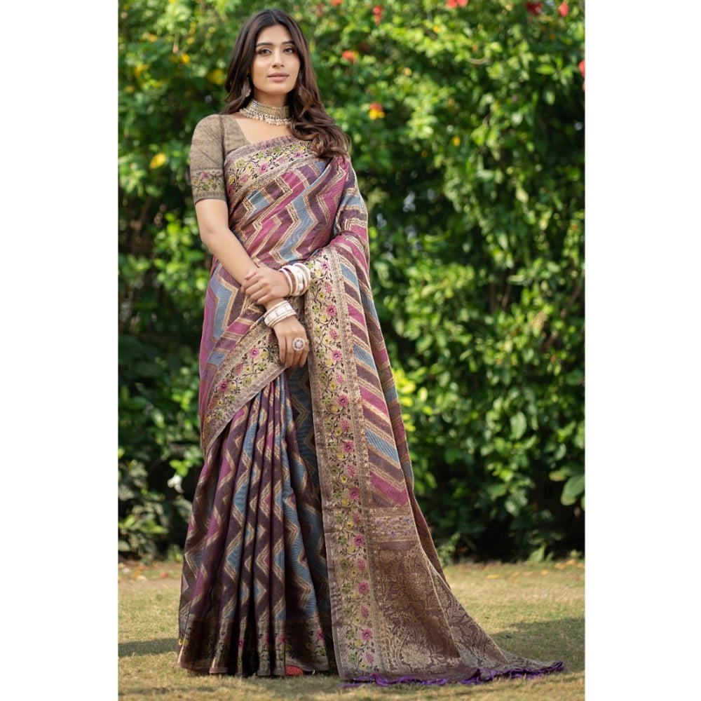 Ranili organza Printed Saree With Unstitched Blouse