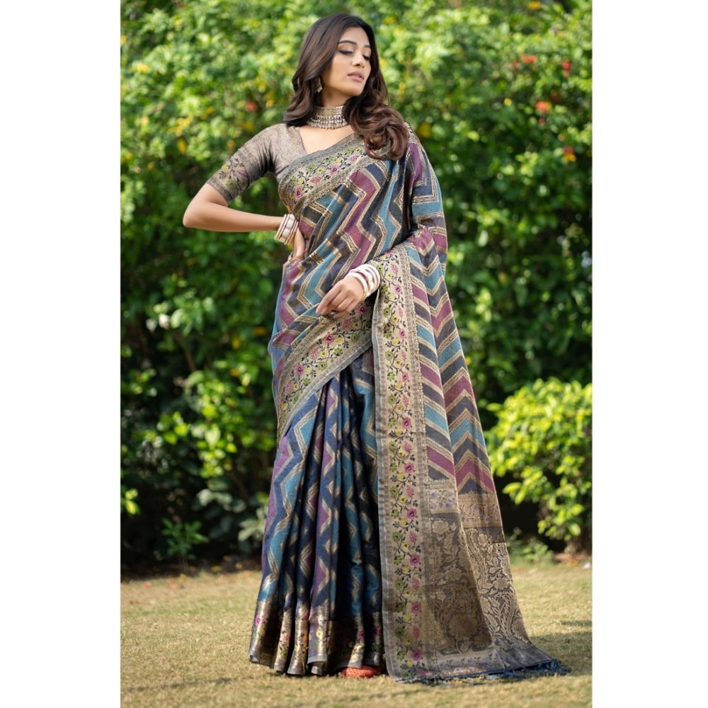 Ranili organza Printed Saree With Unstitched Blouse