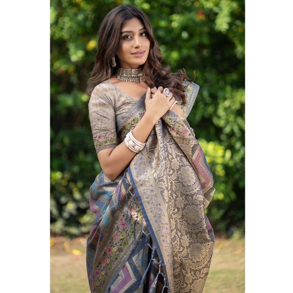 Ranili organza Printed Saree With Unstitched Blouse