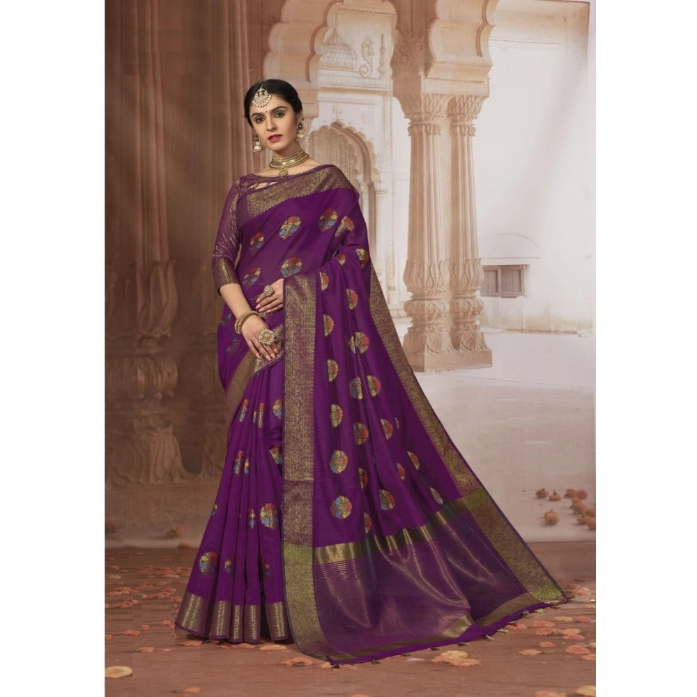 Ranili chanderi Cotton Printed Saree With Unstitched Blouse