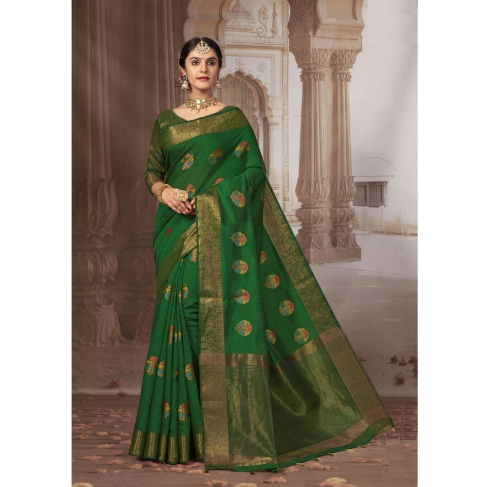 Ranili linen Printed Saree With Unstitched Blouse