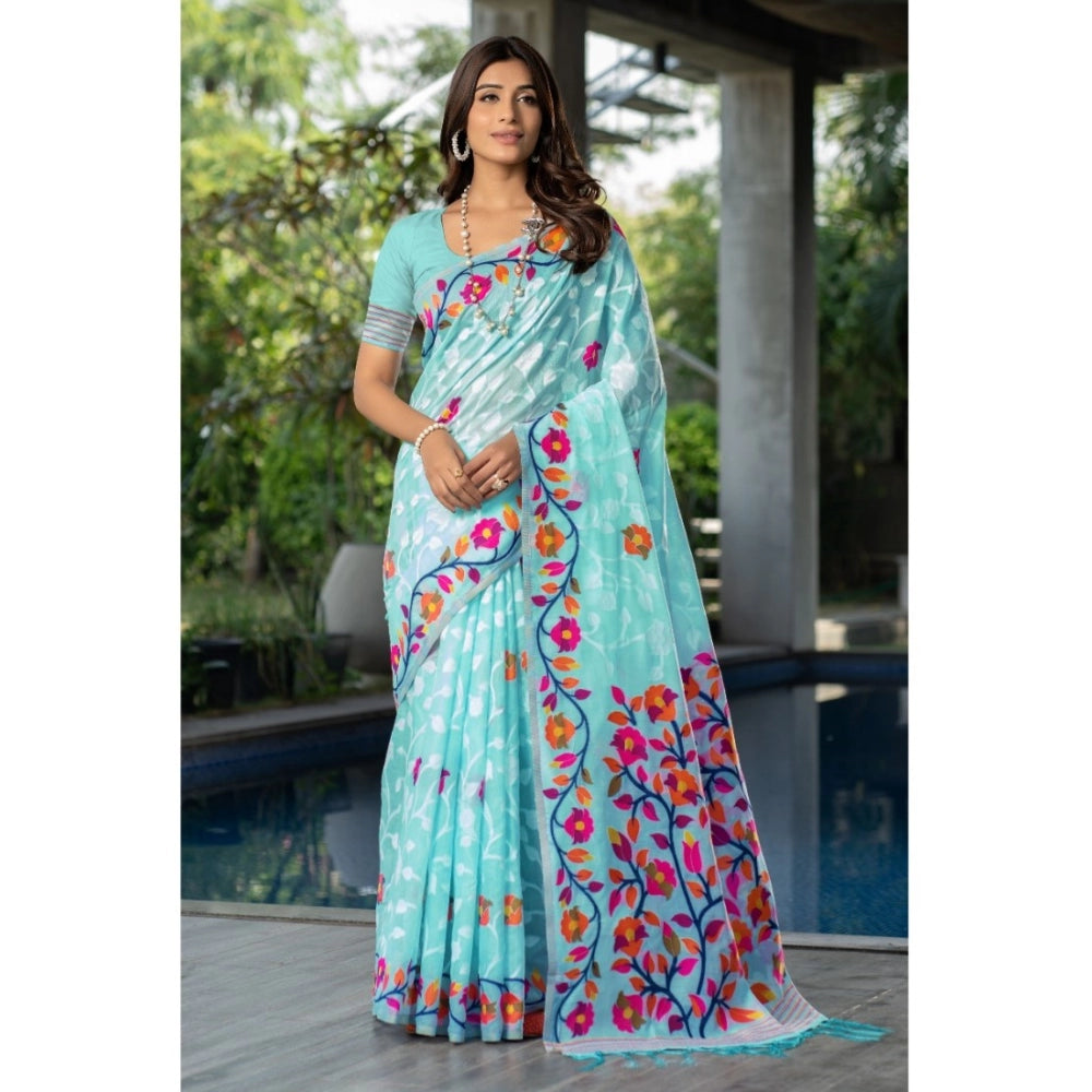 Ranili cotton Printed Saree With Unstitched Blouse