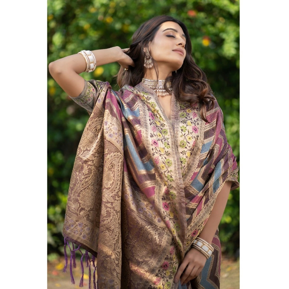 Ranili organza Printed Saree With Unstitched Blouse