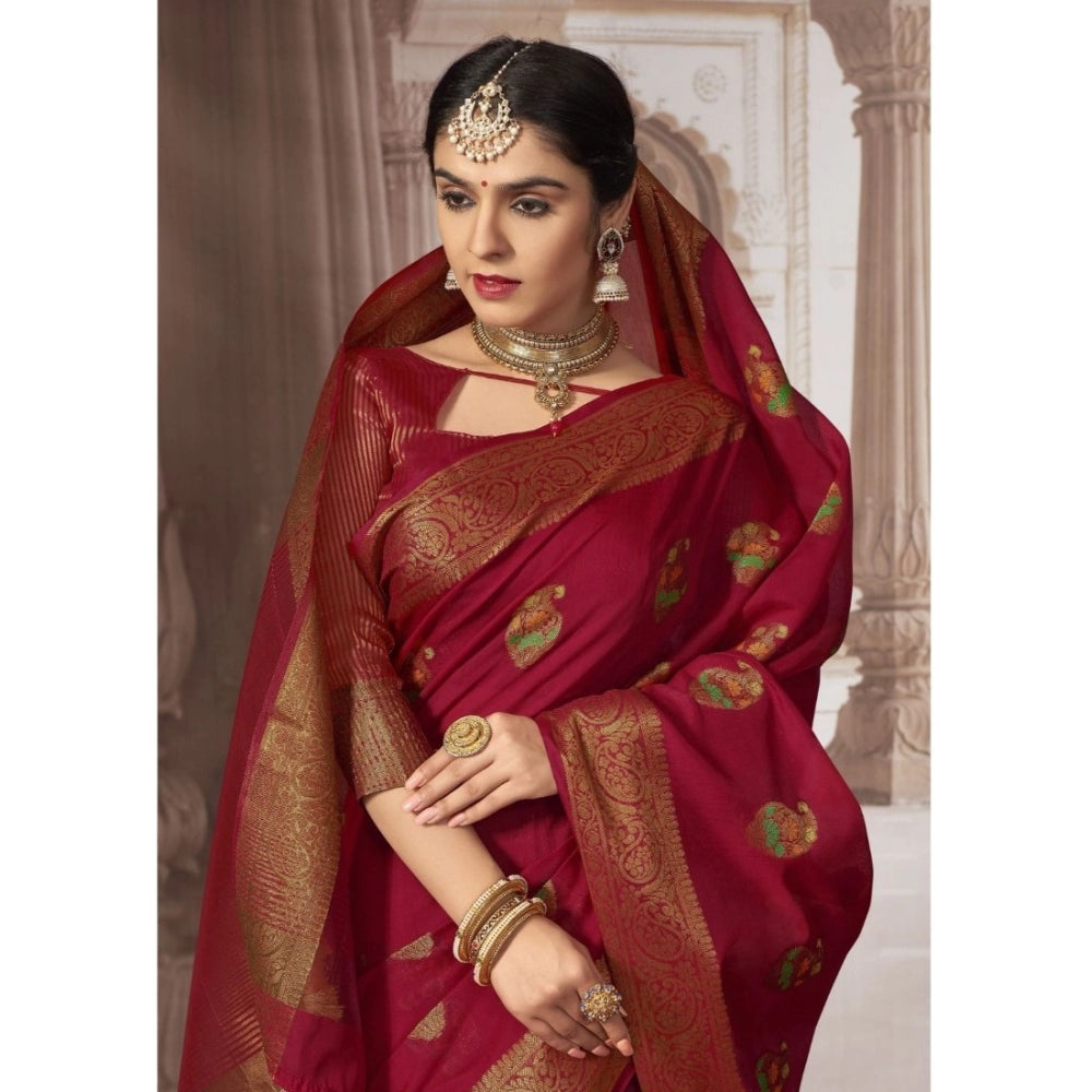 Ranili chanderi Cotton Printed Saree With Unstitched Blouse