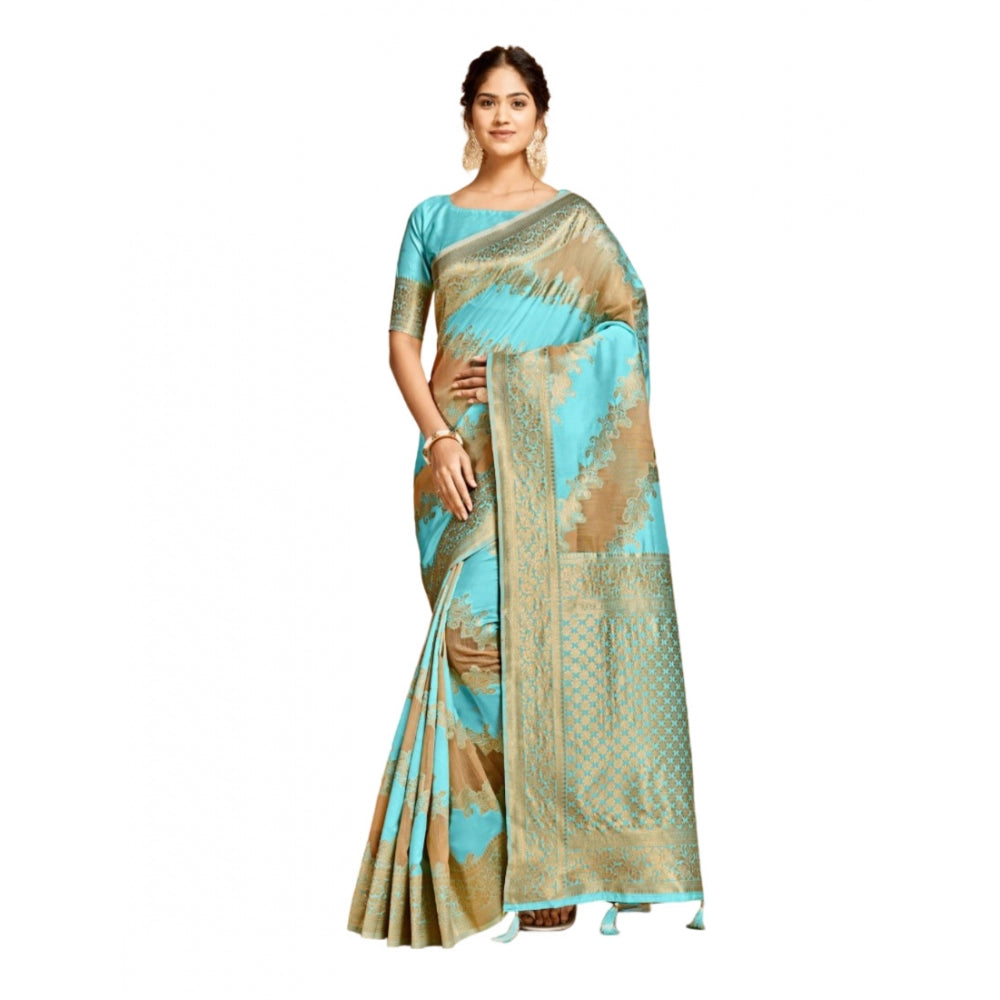 Ranili linen Printed Saree With Unstitched Blouse