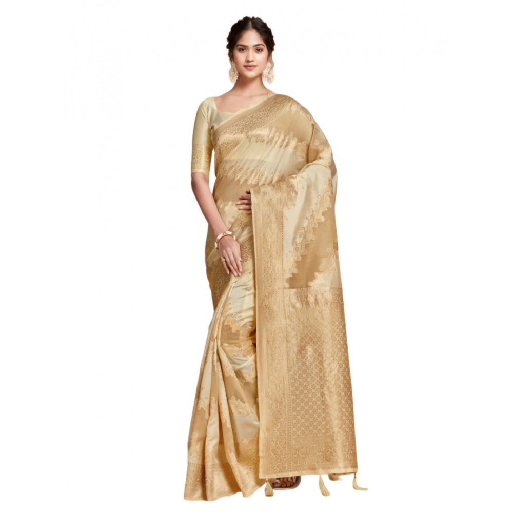 Ranili linen Printed Saree With Unstitched Blouse